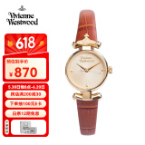 薇薇安·威斯特伍德（Vivienne Westwood）西太后手表女士小表盘女表石英表皮表带生日礼物送女友金色同款 棕色女表 VV090GDBR 23mm