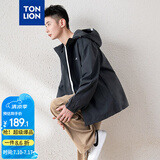 唐狮（TonLion）2024男宽松连帽夹克外套 深灰 XXL