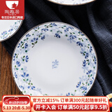 陶趣居 日本进口小蓝芽陶瓷米饭碗汤碗泡面碗复古碗日式家用餐具釉下彩 16.5*3.5cm 小圆盘 6.5英寸