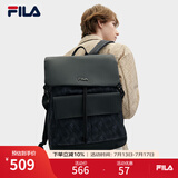 FILA 【黑武士】斐乐官方男士背包2024夏款防泼水老花轻便大容量背包 正黑色-BK XS