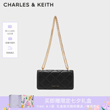 CHARLES&KEITH质感菱格链条小方钱包女包包女包生日礼物七夕礼物CK6-10680924 Black黑色 XS