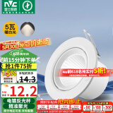 雷士（NVC）LED射灯客厅背景墙天花灯筒灯阻燃PP半光白5瓦暖白光开孔75-80mm