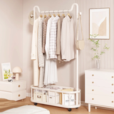 馨婺家落地衣帽架小户型高级感可移动挂衣架神器卧室轻奢家用置物架一体 单杠-奶油白【40cm】小号