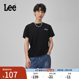 Lee春夏标准版型圆领logo字母印花男士短袖T恤休闲潮流LMT0081 黑色 L