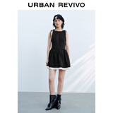 UR2025秋季新款女休闲甜酷绑带撞色收腰无袖连衣裙UYY750129 黑色 XS