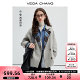 VEGA CHANG【绵羊毛+羊驼毛】双面呢女2024新款高级感双面穿外套 北欧蓝格纹 S