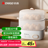 志高（CHIGO）煮蛋器蒸蛋器 电蒸锅双层多功能早餐煮蛋机 防干烧蒸蛋神器 可煮16个蛋【配蒸碗+量杯】JPZDQ906