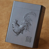 木子堂粗烟烟盒20支装木质便携实木整木掏空男友父亲节生日情人节礼品创意摆件 鸡祥如意