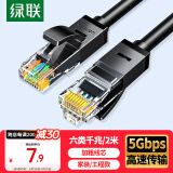 绿联六类网线 千兆高速5g宽带网络连接线 CAT6类家用电脑笔记本路由器监控成品跳线兼容2.5g黑2米20160