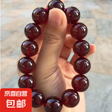 高冰透仿酒红色石榴石莫桑比克手链大颗粒手串水晶女礼物饰品 14mm