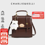 CHARLIE&KELLI CK品牌包包女包2025新款复古双肩包时尚大容量背包学生开学书包 咖啡色【京仓配送 品牌礼袋】