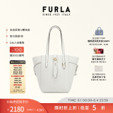 芙拉（FURLA）【618】NET女士牛皮中号菜篮子上班族通勤手提托特包 棉花糖白
