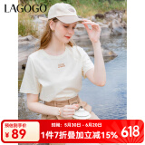 lagogo【凉感抗菌】索罗娜短袖T恤女拉谷谷夏季简约圆领正肩上衣 米色(T2) M