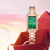 罗西尼手表 女士手表七夕情人节礼物新款超薄时尚镶钻防水石英手表 【送礼专属】绿面女表【钻链】