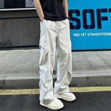 BAA AND BAA褶皱感潮流直筒休闲裤子男女春秋季新款宽松户外工装速干长裤 浅灰色 春秋款 H1616-LPH XL 【建议120斤-140斤】