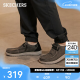 斯凯奇（Skechers）男鞋夏季商务休闲鞋季百搭时尚帆布鞋舒适复古一脚蹬66387 黑色/BLK 42.5
