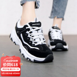 斯凯奇（Skechers）女鞋春秋2025新款经典熊猫鞋轻便运动鞋休闲鞋厚底增高老爹鞋女 黑色/白色-BKW/女 36.5