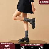 BEAUTODAY厚底乐福鞋女鞋子2025新款真皮黑色小皮鞋子女英伦风复古增高单鞋 经典黑【偏大半码】 36