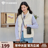 坦博尔羽绒服马甲女立领宽松外搭短款羽绒背心外套TD236006 小香白 170