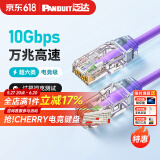 PANDUIT 泛达超六类细网线CAT6A类跳线家用电脑宽带POE监控万兆高速成品线 木槿紫 1米