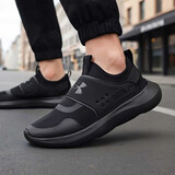 安德玛（Under Armour）跑步鞋男 缓震舒适轻便透气低帮休闲运动鞋子 黑 42.5