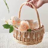 金日满 柳编手提花篮藤编花篮收纳筐野餐篮户外春游拍照道具婚庆戒指篮 公主篮【20*11】 不含花