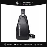 YNVISIBOLO 英骑士保罗【七夕礼物】胸包男商务休闲斜挎包高档大容量百搭正品送老公礼物 黑色 18*7*32CM