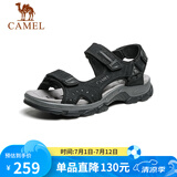 骆驼（CAMEL）魔术贴沙滩户外徒步登山男士休闲凉鞋 GE12220536 黑色 40