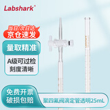 LABSHARK滴定管酸碱通用实验室微量滴定加厚玻璃精密刻度滴管 【聚四氟阀】透明酸碱25mL