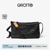 GROTTO个乐黑石包经典大容量植鞣绵羊皮单肩斜挎通勤软包男女款礼物 黑石L（黑标）