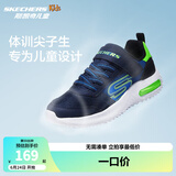 Skechers斯凯奇儿童运动鞋春秋女童魔术贴休闲鞋中大童轻质跑步鞋303601L 403723L海军蓝色/柠檬色/NVLM 30