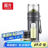 富光玻璃杯 高硼硅泡茶杯子 茶水分离杯 商务办公便携塑玻水杯男女士