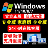 win10专业版激活密钥windows10激活码升级专业版w10 11家庭中文版 10/11专业版【自动发货】