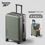 锐步（Reebok）高颜值PC行李箱男女学生拉杆箱刹车轮旅行箱包密码箱皮箱子 莫奈绿-刹车轮+杯架+USB双充电口 20英寸 【登机箱-干湿分离内里】
