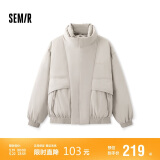 森马棉服男设计感假两件冬外套厚款保暖立领棉衣绣花107824112103