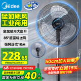美的（Midea）【金属铝片】工业电风扇/飓风落地扇/空气通风金属扇/牛角扇/立式电风扇/大风力宿舍扇 FES45-20A