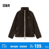 森马（Semir）外套女插肩袖珊瑚绒仿羊羔毛2024冬季立领宽松夹克109724108003