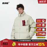 BJHG王栎鑫同款不计后果贴贴羽绒服冬季男生潮牌美式外套宽松防寒服女 奶昔白 M （120-150斤）