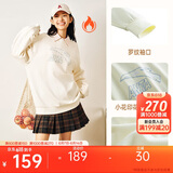 安踏休闲卫衣女冬季新款加绒保暖宽松显瘦上衣字母印花圆领运动服