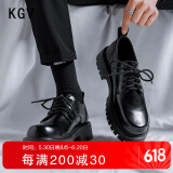KGV 大头皮鞋男士商务休闲英伦风圆头大码厚底增高青少年松糕底皮鞋 黑色 42 皮鞋码=43运动鞋码