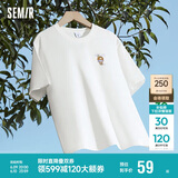 森马（Semir）【多彩凉感T】短袖t恤女夏中长款宽松舒适刺绣上衣109324100007