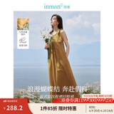 茵曼（INMAN）清麻系列亚麻法式挂脖连衣裙2025夏女装新品无袖气质高级长裙子 浅咖啡 M