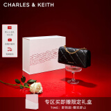 CHARLES&KEITH质感菱格链条小方钱包女包包女包生日礼物520礼物CK6-10680924 Black黑色 XS