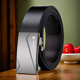 花花公子（PLAYBOY）男士真皮皮带内穿无牙自动扣百搭腰带牛皮休闲松紧带时尚简约裤带 银色—内穿款 115cm 150斤以下可选