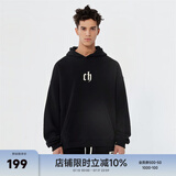 CHINISMCH字母印花连帽卫衣男潮牌美式宽松上衣重磅情侣帽衫 黑色 M（推荐 110-130斤）