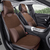 紫风铃真皮亚麻汽车坐垫四季通用座垫座椅套适用迈腾朗逸奥迪a6a4l速腾