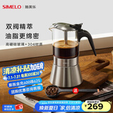 SIMELO德国施美乐摩卡壶双阀家用煮咖啡机不锈钢意式浓缩萃取咖啡壶套装 双阀摩卡壶(1-3人份) 160ml