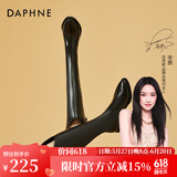 达芙妮（DAPHNE）长靴女秋冬高筒靴粗跟皮单靴长筒不过膝骑士靴新款冬季加绒保暖 黑色 加绒 跟高4.8cm 38 (240mm)