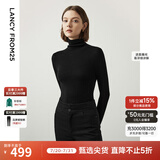 朗姿【王楚然同款】纯羊毛高领针织衫春冬内搭打底上衣旷野美拉德 黑色2 M