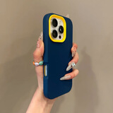 韵宁 适用于苹果17pro手机壳简约撞色三合一iPhone16promax高级感纯色15网红14保护套13轻奢12全包防摔 肤感【宝蓝色*纯色】三合一 iPhone16ProMax
